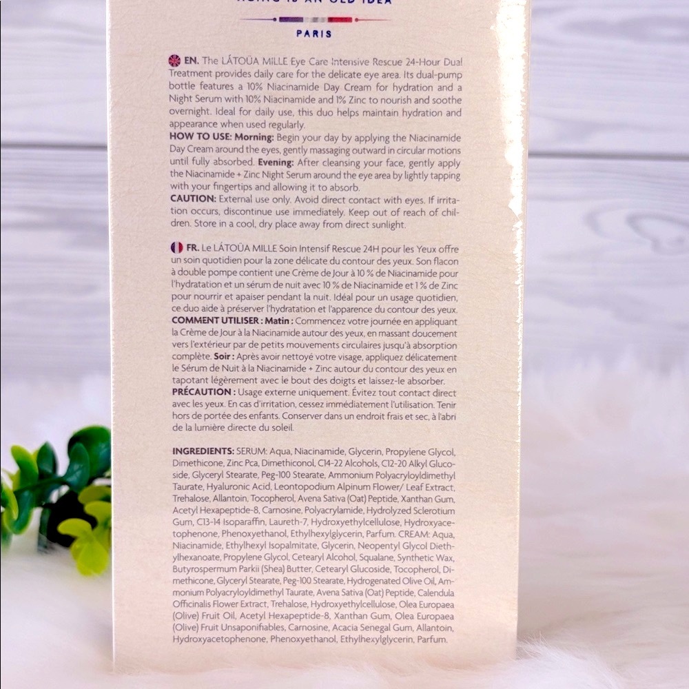 LATOUA MILLE Eye Care Intensive Rescue 24H Dual Treatment Niacinamide Zinc - Picture 3 of 4